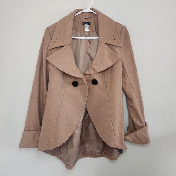 Women's Venus Tan Wool Blend Pea Coat Sz 10 NWOT - Picture 6 of 11